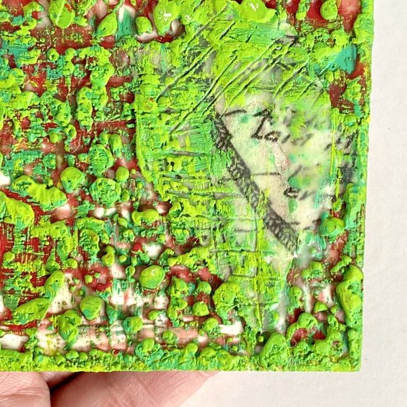 ATC ACEO Original 'Building Bridges' Encaustic Wax Collage Tristina Elmes - Picture 3 of 7